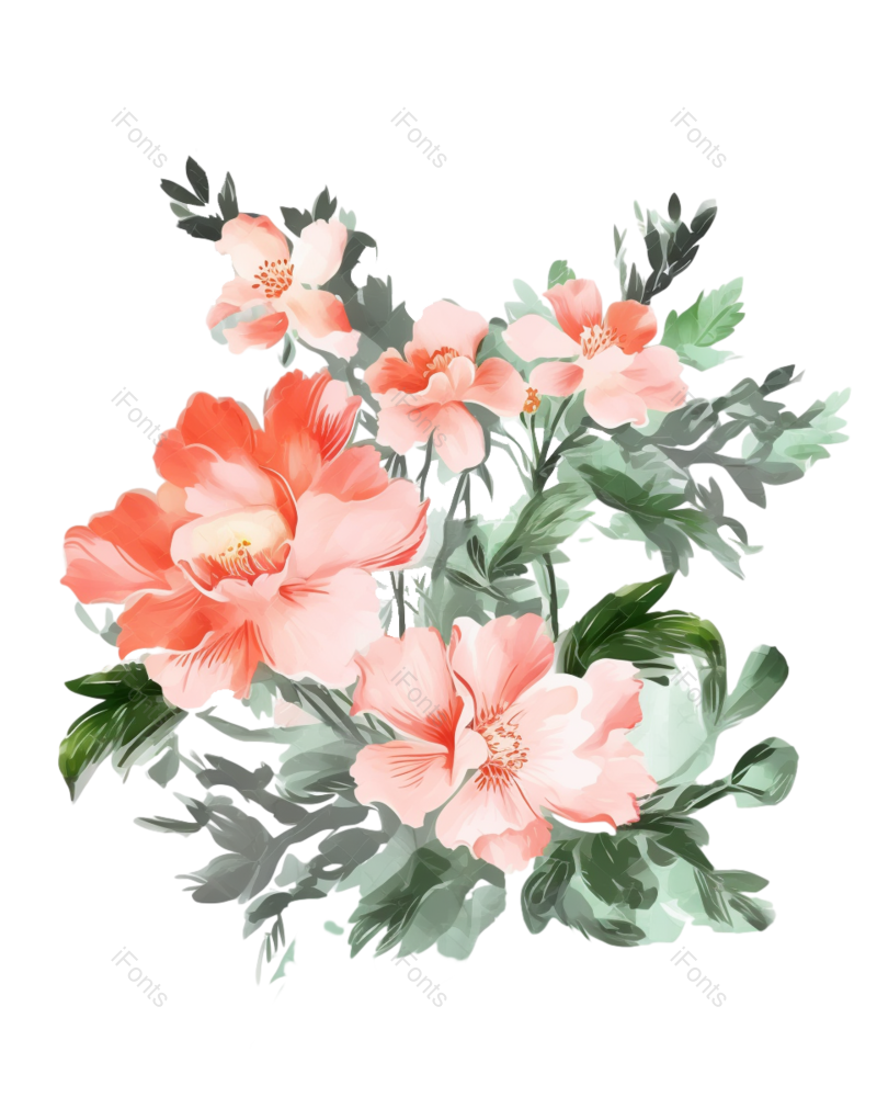 叶子图片,装饰元素,粉色花朵PNG,鲜花免抠素材